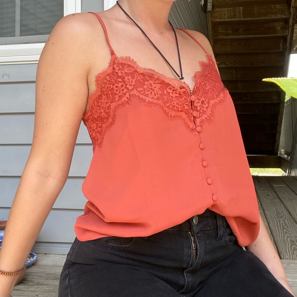 orange lacey cami